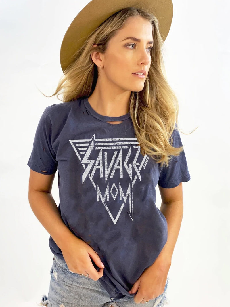 Savage Mom Distressed Tee